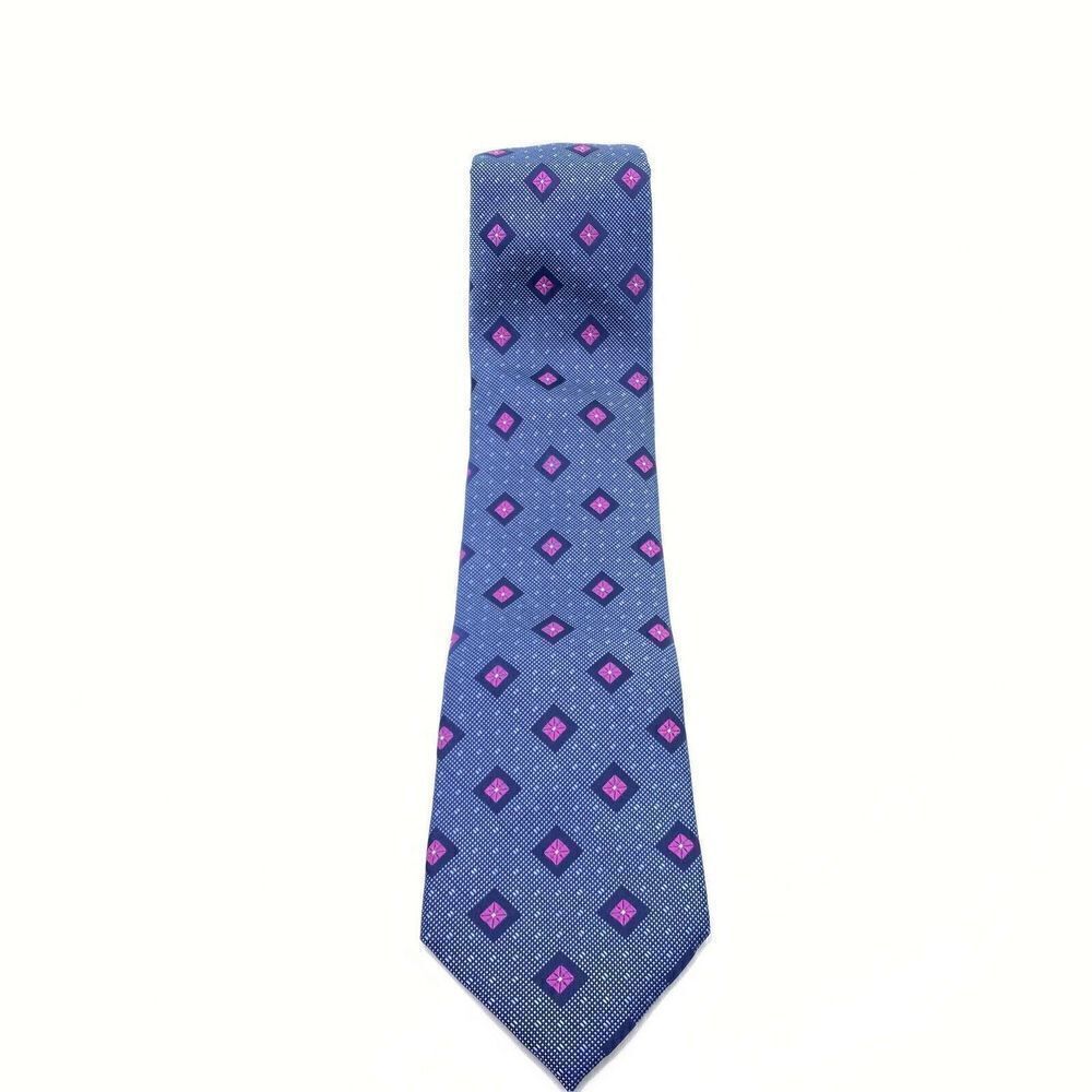 John Forsyth Mens Navy Blue Rose Silk Slim Neck Tie 3"Wide Diamond Print